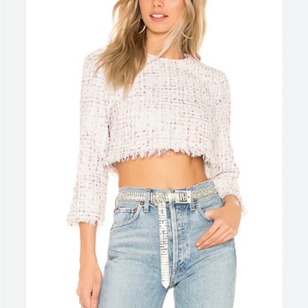 Revolve Majorelle Lexi Top in Pastel Multi Tweed key hole back